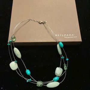 Silpada Turquoise, Quartz Beaded 3 Strand Necklace